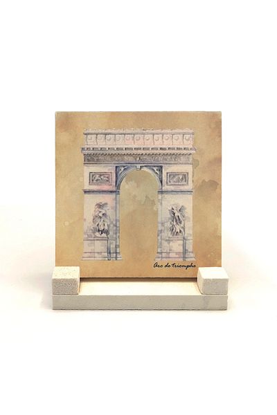 BAKSEPETE Triumphal Arch De Triomphe Printed Natural Stone Desktop 10x10 Krg-4