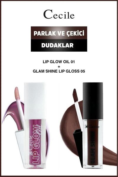 Cecile Bright Lips Glam Shine-Lip Oil - Care and Makeup Set 01-05