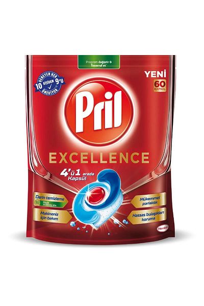 Pril Excellence 4 in 1 Dishwasher Tablets, 2 Pieces of 60