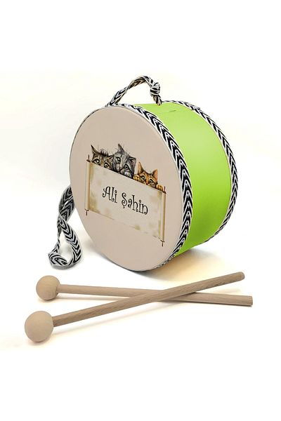 Sadrazam Named_Kedi, Green, Real Leather Children's Drum