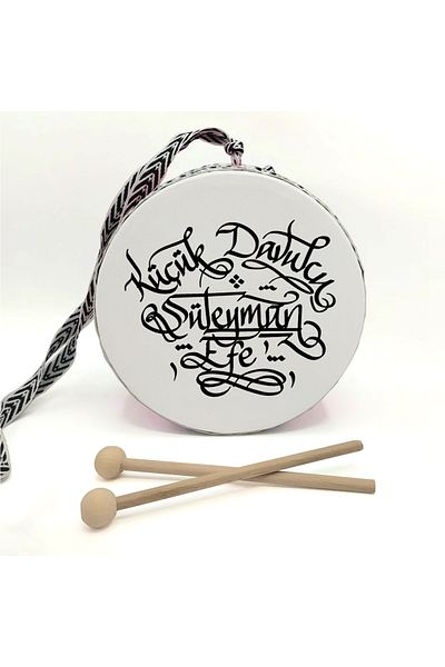 Sadrazam Pink, Genuine Leather Children's Drum with Line Writing