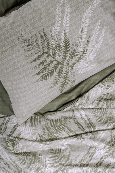 Cotton Box Double Double Duvet Cover Set Frond Khaki