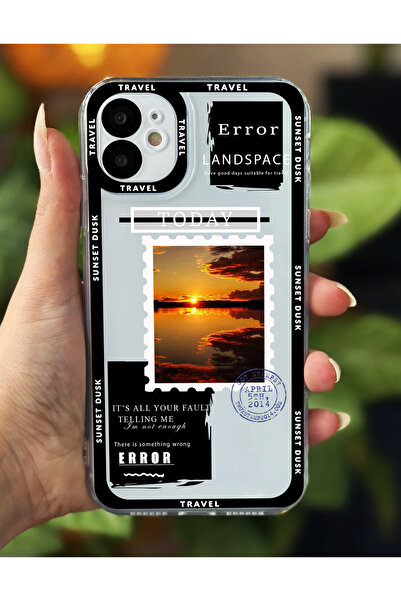 Powerfox iPhone 11 Uyumlu (Köşeli 12 Görünümlü) Şeffaf Baskılı Kamera Korumal...
