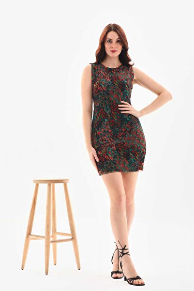 CİXAPLE Φόρεμα από τούλι με στάμπα με κορδόνι στην πλάτη