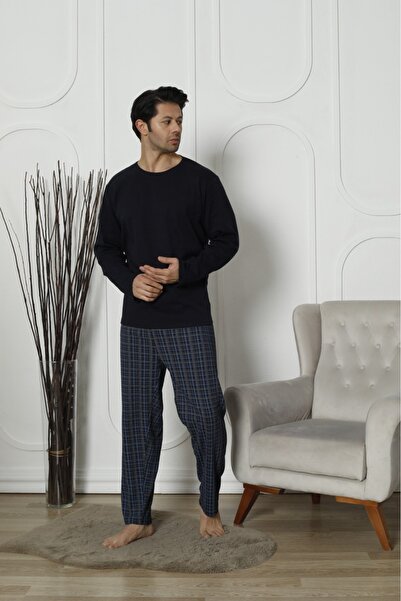 PİJAMOOD Σετ ανδρικές πιτζάμες Navy Blue καρό