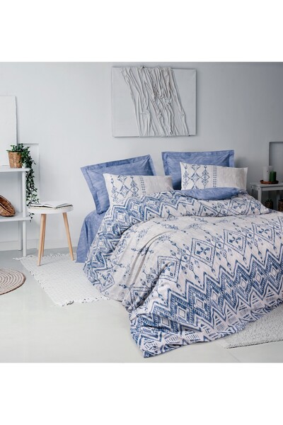 Cotton Box Ethnic Single Duvet Cover Set Cleo Blue