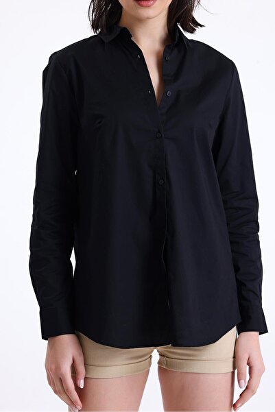 Miss Murem Back Detailed Sprout Shirt-BLACK