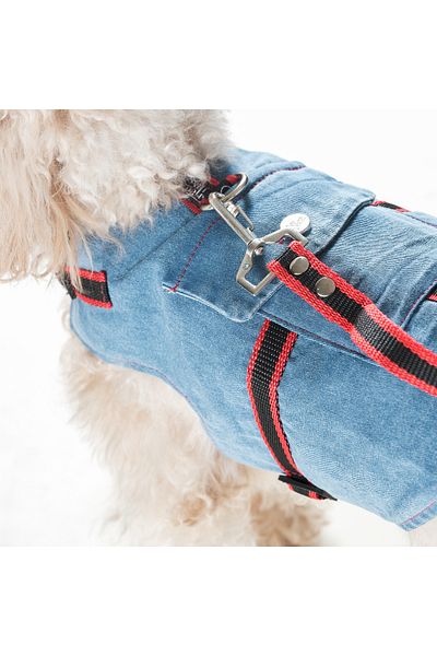 Patipatron Airtag Pocket Denim Dog Walking Collar - Anti-Escape
