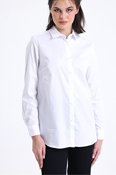 Miss Murem Back Embroidered Sprout Shirt-WHITE