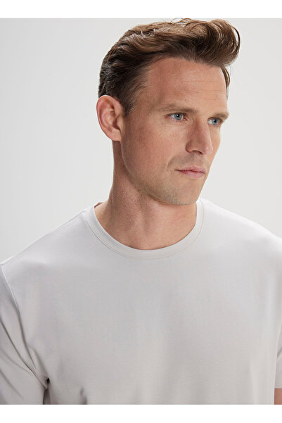 ALTINYILDIZ CLASSICS Ανδρικό T-Shirt με λαιμόκοψη ανοιχτό γκρι 4C 4800000012