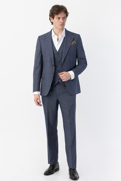 Giotelli Men's Mono Collar 6 Drop Vest Suit Light Navy Blue