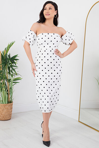 PULLIMM Puanlı Gloplu Elbise JNL2076