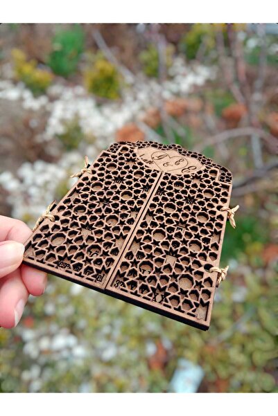 Ahşap Yolculuğu Kapaklı Ahşap Düğün Nişan Davetiyesi (10 Adet   )