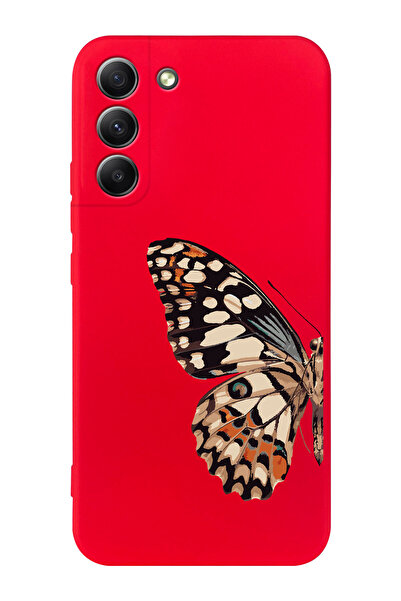 shoptocase Galaxy S21FE  uyumlu Kelebek Desenli Lansman Silikon Telefon Kılıfı