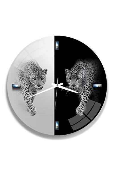 EMYA HOME Ρολόι από γυαλί λεοπάρ - 40 εκ
