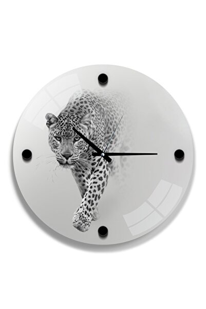 EMYA HOME ساعة زجاج الفهد - 40 سم