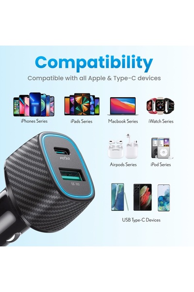 PSGT Tüm Telefonlara Uyumlu Yeni Type-c Ve Usb Girişli Oto Çakmaklık Araç Içi Hızlı Şarj Cihazı Soketi