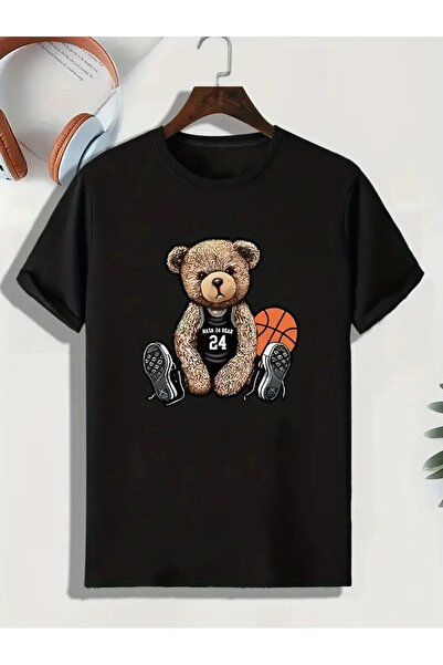 Khione تي شيرت بتصميم دب للجنسين مقاس كبير 100% قطن