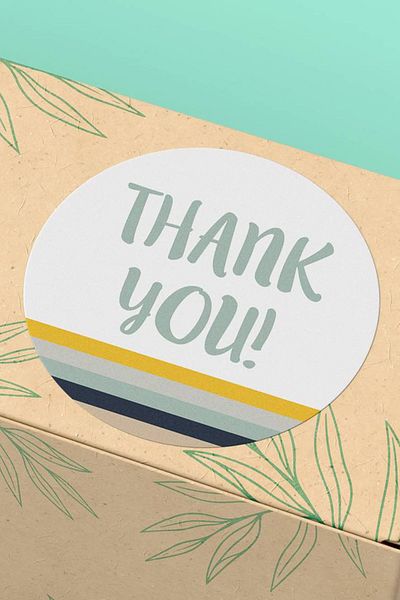 Basic Sense Thank You Sticker Thanks Label Striped Packaging Packaging Coated Label - 3x3cm 90 Pieces - ST2132