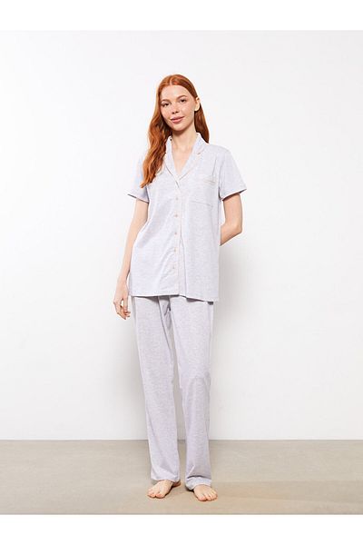 LC Waikiki Women's Shirt Collar Pajama Set - Short Sleeve