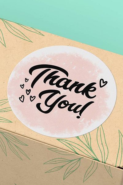 Basic Sense Thank You Sticker Thanks Label Shipping Packaging Packaging Label Coated - 3x3cm 90 Pieces - ST2207