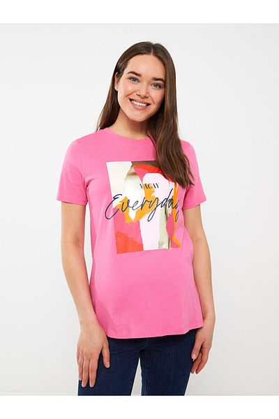 LC Waikiki Umstands-T-Shirt – Rundhalsausschnitt, bedruckt, kurze Ärmel