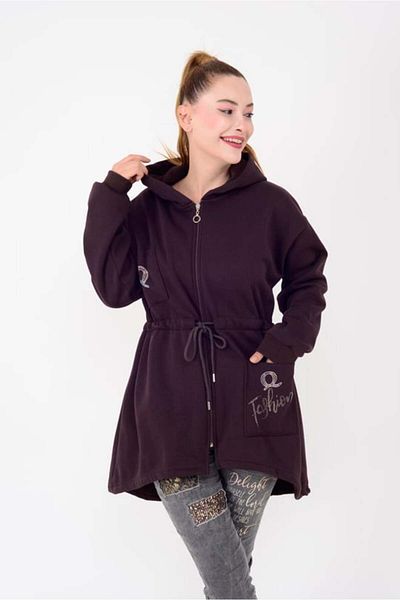 Park Moda JY712 Model Fleece Hooded and Drawstring Waist