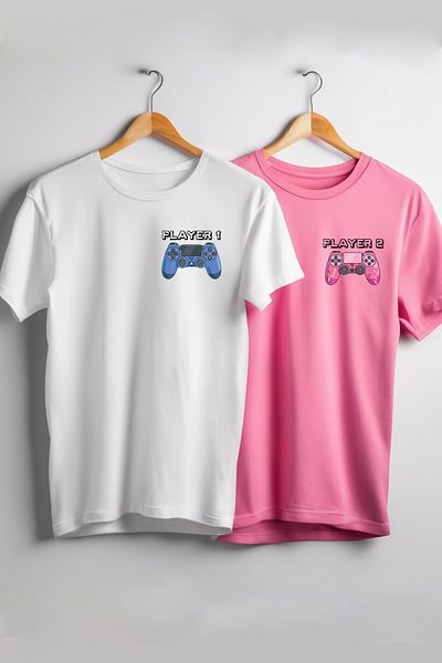 Vordevia Player1 - Player2 Παίκτης τυπωμένος Lover Combination Δώρο γενεθλίων/Ειδικής ημέρας Tshirt