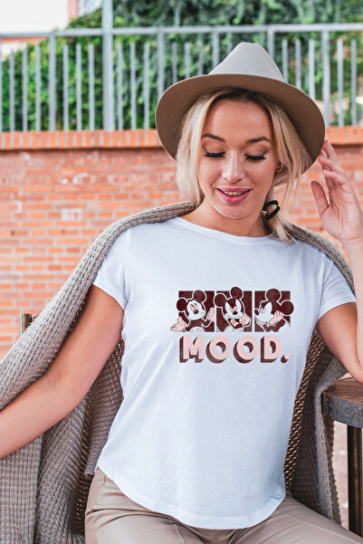 AEMİ Tricou alb supradimensionat, 100% bumbac, cu imprimeu Mickey Mouse pentr...