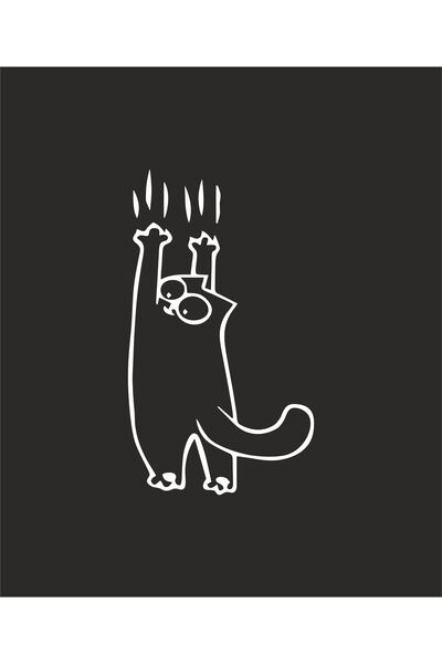 BENİMSER REKLAM Kayan Kedi Sticker Motor, Kask, Laptop, Araba Sticker 14x8cm