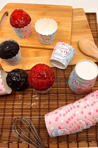 Huzur Party Store 25 Pieces Gender Party Cake Mold Girl or Boy Themed 6.5x5.5 Cm Treat Muffin Cupcake Container