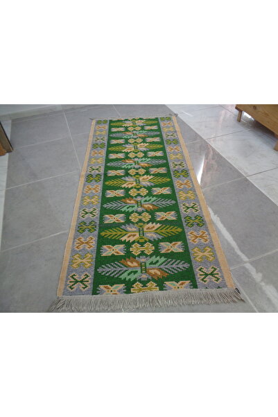 ŞAHMERDANOĞLU Yeşilli Çift Yüzlü Kilim Makinede Yıkanabilir  Sıfır Uşak Kilim...