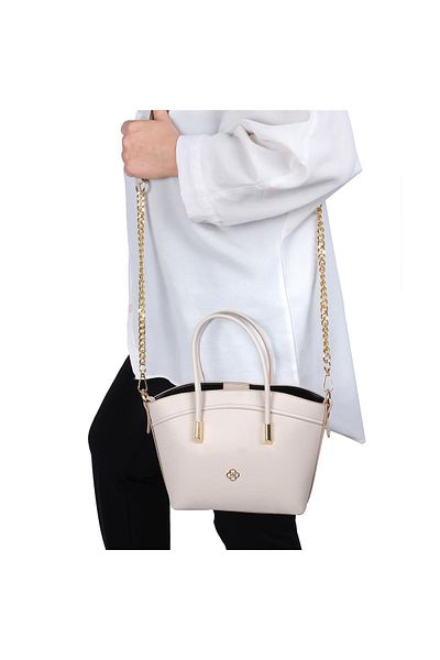 Bagacar Geantă de mână și de umăr cu lanț bej elegant de dimensiuni mari
