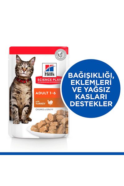 Hill's Science Plan Hindili Yetişkin Kedi Pouch 12x85g