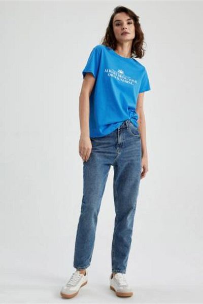 DeFacto Tricou cu mânecă scurtă, 100% bumbac, cu decolteu circular, cu formă normală Z8374az23sm