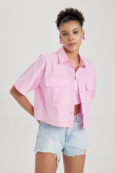 DeFacto Coool Oversize Fit Kısa Kollu 100 Pamuk Gömlek X9682az23sm