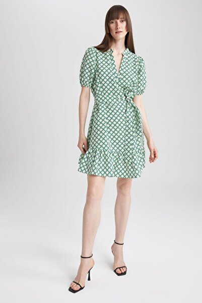 DeFacto Μίνι κοντομάνικο φόρεμα Aerobin με έθνικ σχέδιο Z7466az23sm