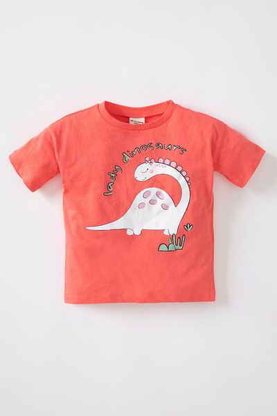 DeFacto Baby Girl Crew Neck Dinosaur Printed Short Sleeve T-Shirt Z9233a223sm