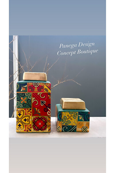 Panega Design Seramik sicilya desen kare kavanoz takım