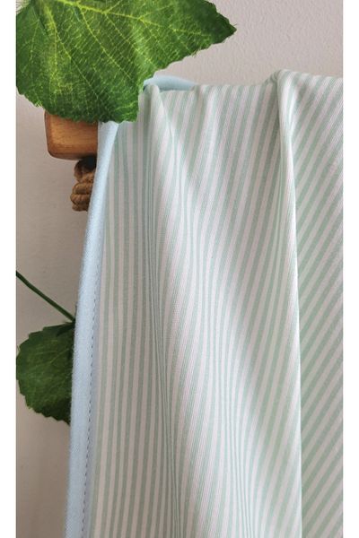 Alpar Tekstil Double Layer Cotton Soft Blanket Baby Girl-Boy Swaddle - Striped/Mint