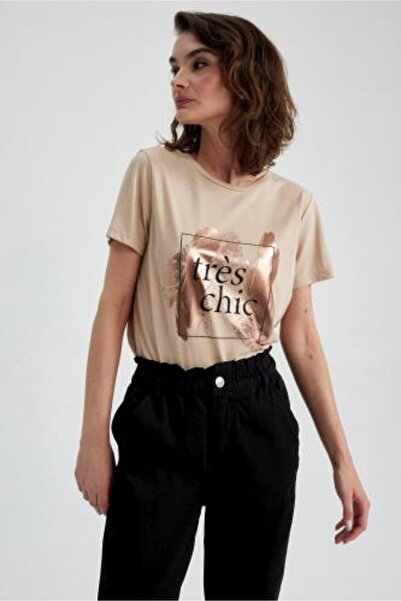 DeFacto Μπλουζάκι με κοντό μανίκι κανονική εφαρμογή με λαιμόκοψη Z9063az23sp