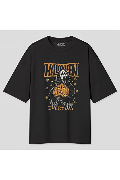 Edizen Halloween Everyday Printed Oversize Μαύρο T-shirt Unisex