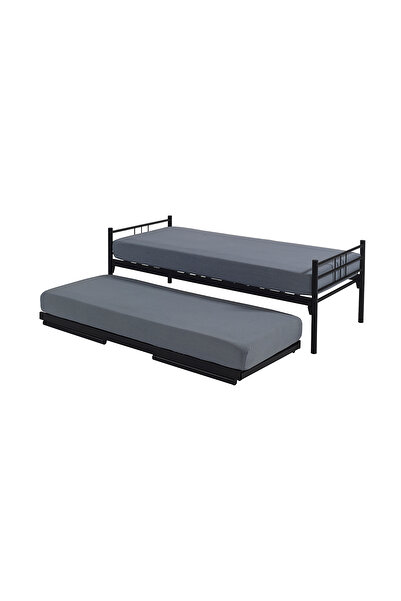 Unimet Yavrulu Ikiz Ferforje Metal Karyola-siyah