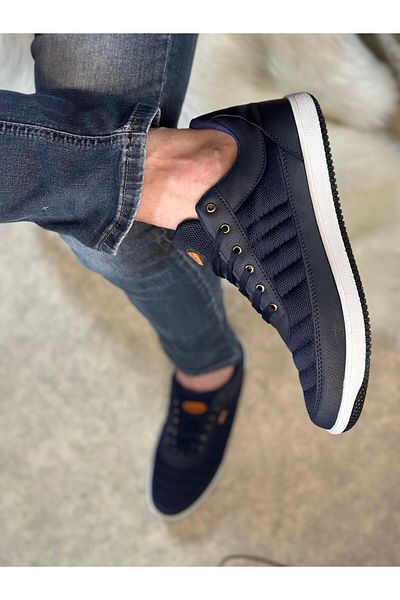 Nstil Men's Daily Breathable Comfortable Lace-Up Lightweight Sneakers Navy Blue Sports Shoes 014