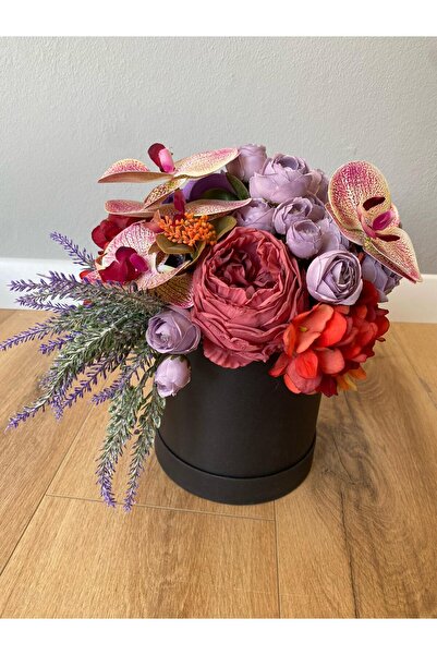 Minemiss Tasarım Lüks 1.Kalite Yapay Çiçek Kutusu Pembe Gül , Şakayık , Yıldı...