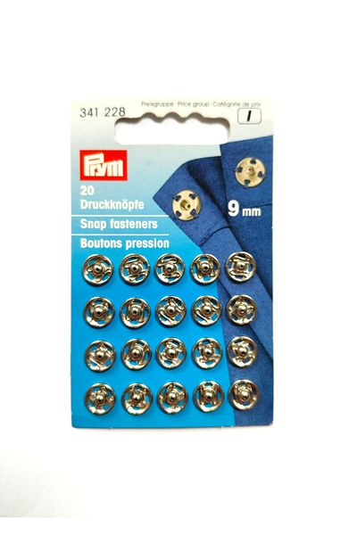 Prym Snap Steel Silver Color 9 mm 20 Pieces