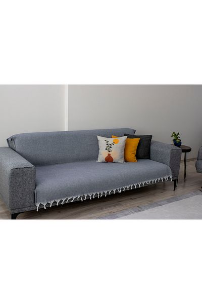 Softest 170 X 200 Cm Reversible, Fringed Sofa Cover, Sofa Cover, Cotton Sofa Bed Cover
