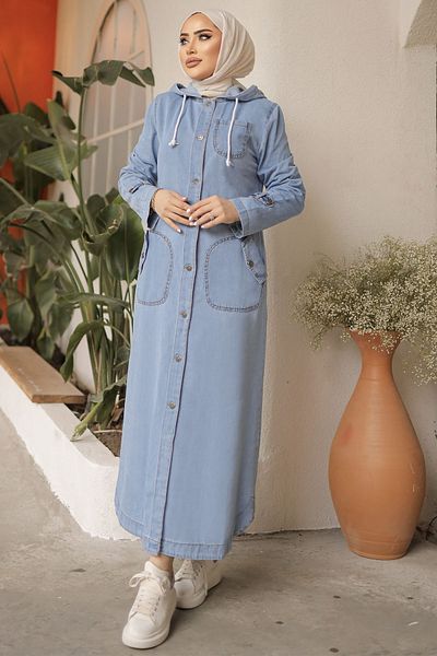 InStyle Hooded Jeans with Pockets Ferace - Light Blue