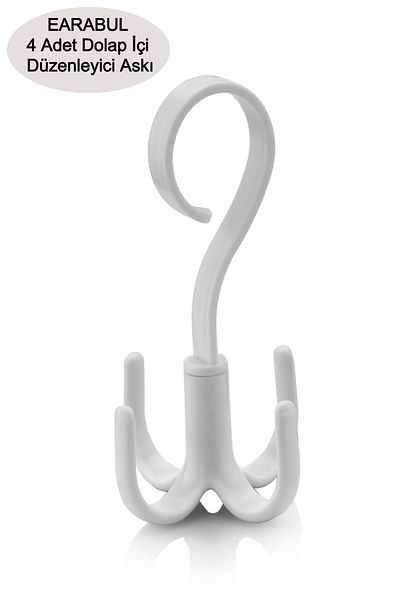 EARABUL 4 PCS 360° Rotating Hook Hanger Scarf Backpack Hat Tie Shoe Closet Organizer Hanger