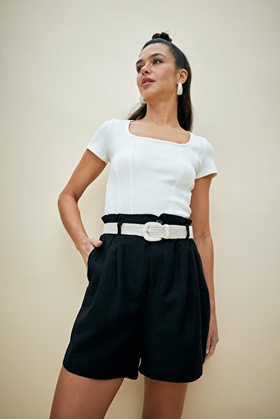 DeFacto Tricou crop cu mânecă scurtă, cu decolteu în U, A0387ax23sp